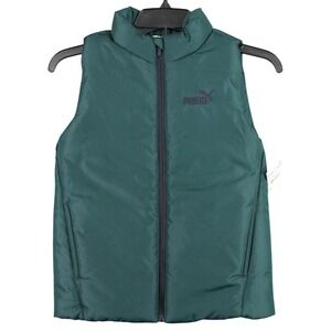 Puma‎ Puffer Vest Kids S 8 Full Zip Embroidered Padded Sleeveless Jacket School